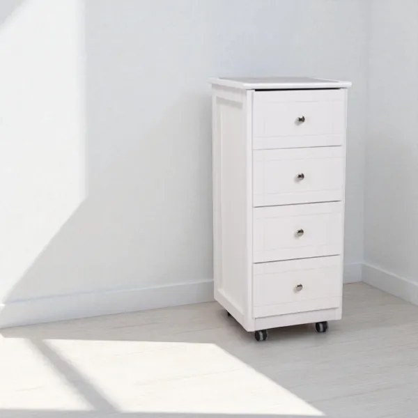 Carrello cassettiera GIADA Mini con piano in mattonelle e legno Bianco