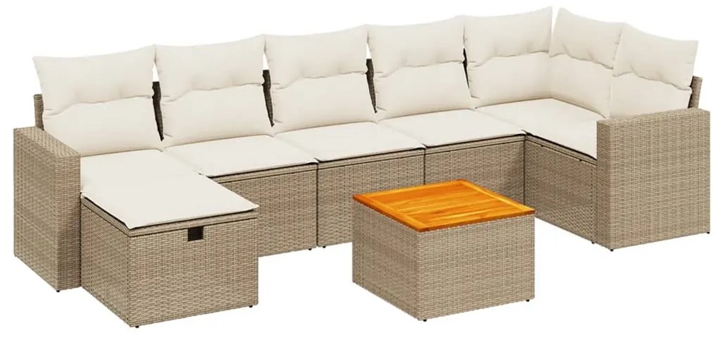 Set divano da giardino 8 pz con cuscini beige in polyrattan