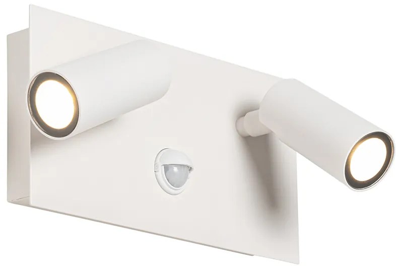 Lampada da parete per esterni bianca con LED 2 luci sensore di movimento - Simon