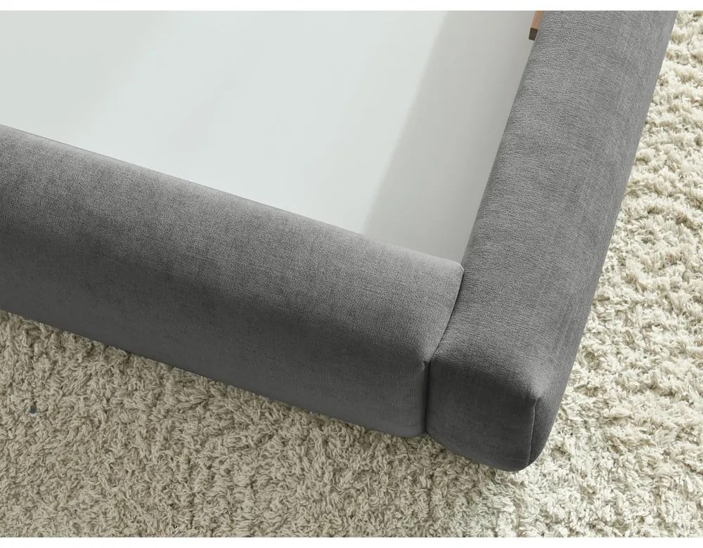 Letto matrimoniale imbottito grigio con contenitore con griglia 180x200 cm Vernon - Bobochic Paris