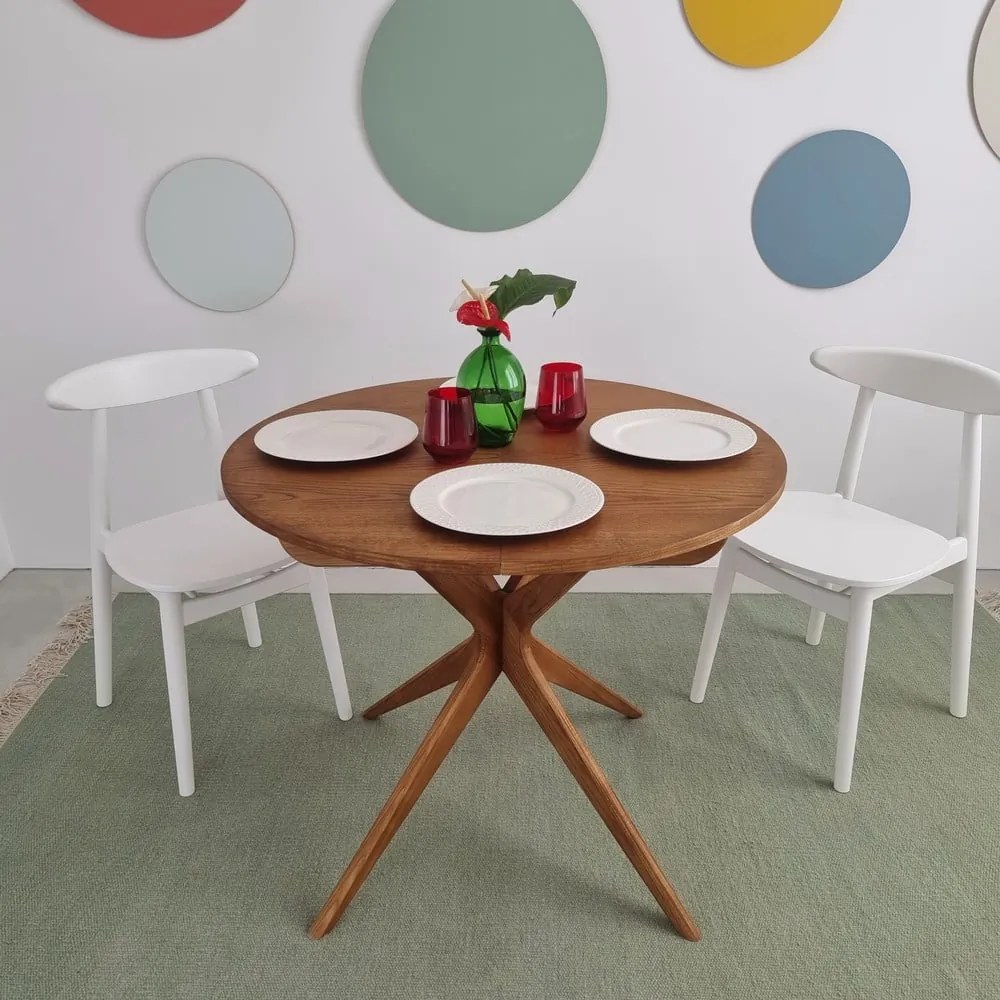 Tavolo da pranzo rotondo con effetto rovere allungabile con estensione ø 90 cm Jubi – Ragaba