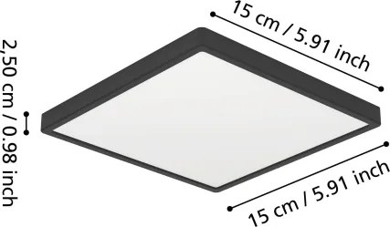Eglo 901328 - Plafoniera LED per bagno FUEVA LED/7W/230V 15x15 cm IP44 nero