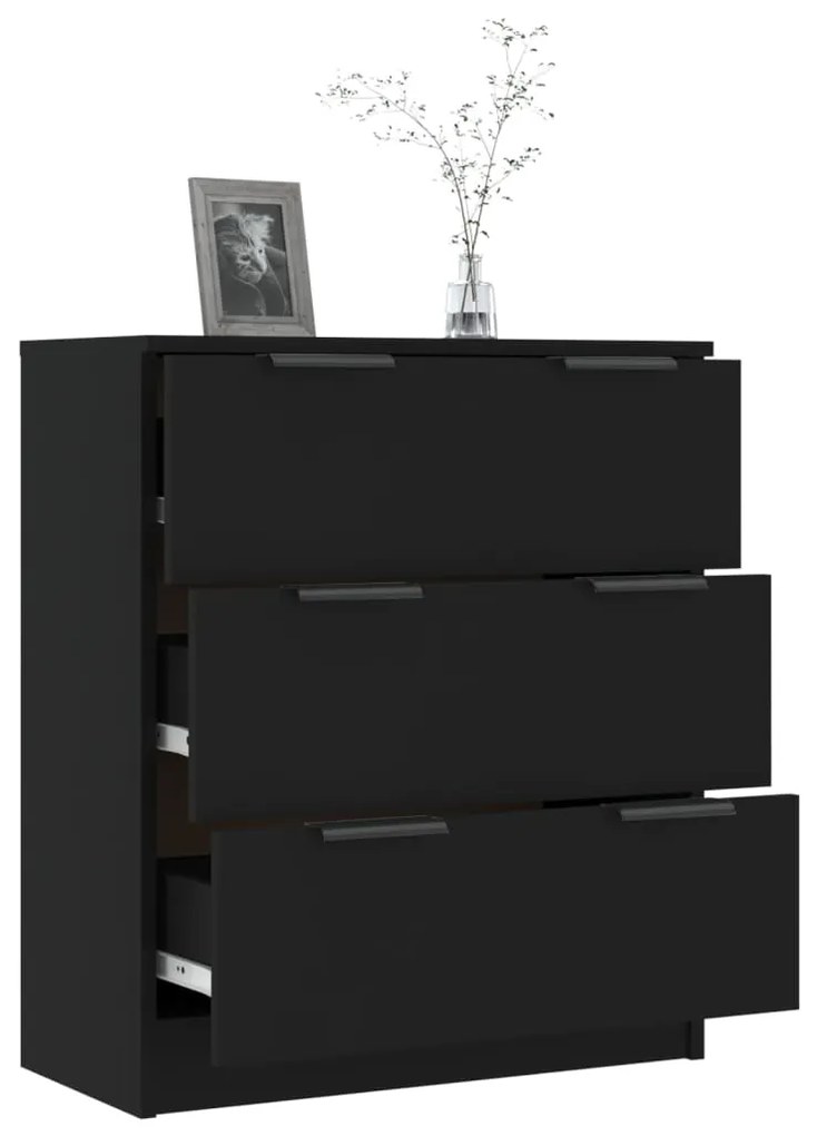 Credenza nera 60x30x70 cm in legno multistrato