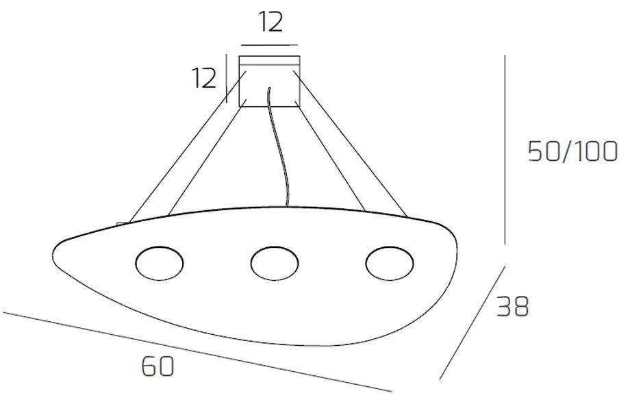 Sospensione Moderna Shape Metallo Grigio 3 Luci Gx53