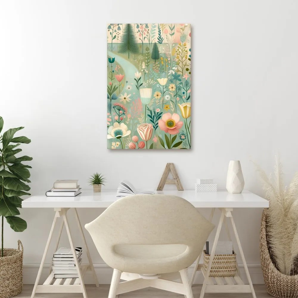 Quadro su tela – Prato fiorito magico ai bordi della foresta