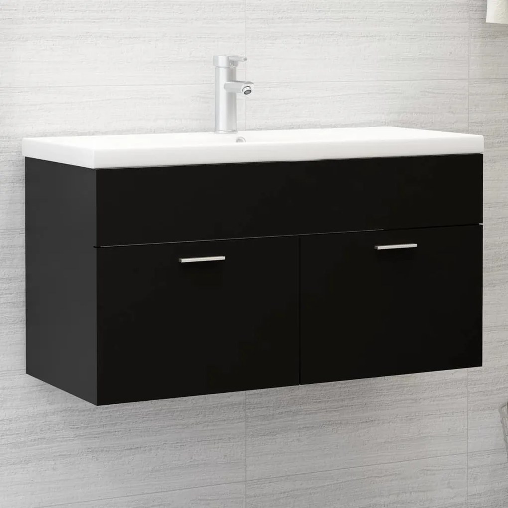 Mobile Con Lavabo Integrato Nero İn Legno Multistrato /