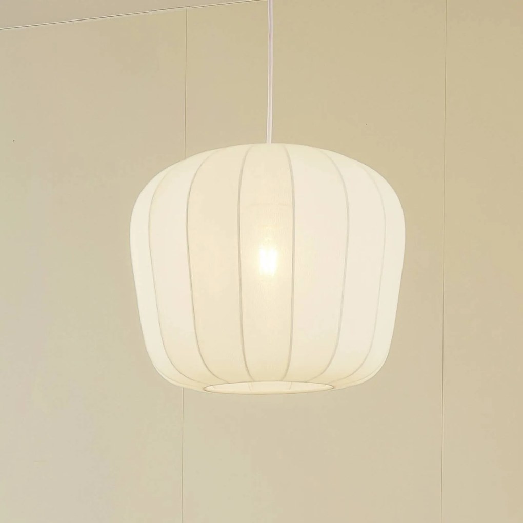 Lindby lampada a sospensione Helin, bianco, Ø 35 cm, tessuto