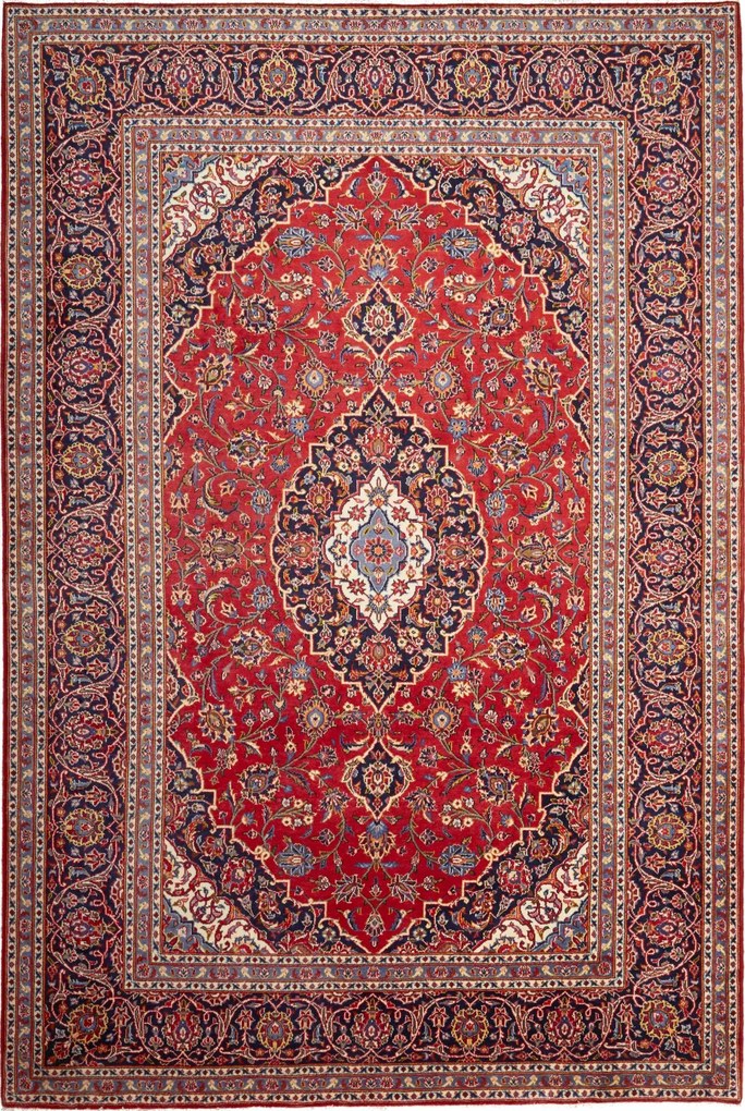 Kashan Tappeto 200x300 Rosso (Iran) Annodato A Mano