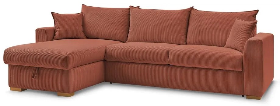 Divano angolare color mattone allungabile (con composizione variabile) con rivestimento in velluto a coste Augustin – Bobochic Paris