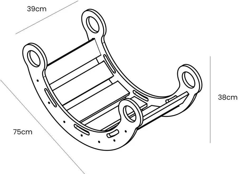 Arco a dondolo montessori di colore naturale in pino massiccio 39x75x38 cm Montessori – Meowbaby