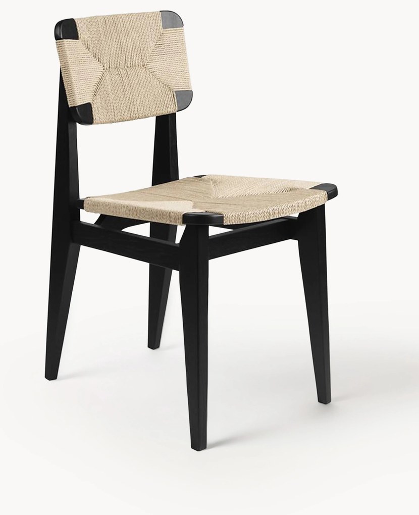 Sedia in legno in legno di quercia con seduta intrecciata C-Chair