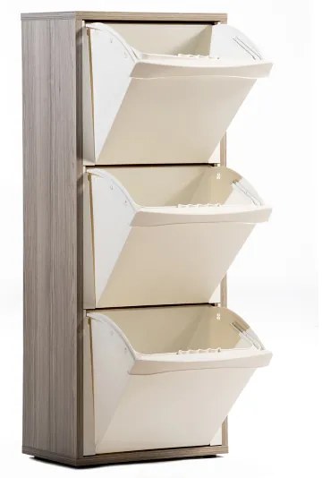Mobile in legno per raccolta differenziata a 3 vani H101 cm LARICE GRIGIO