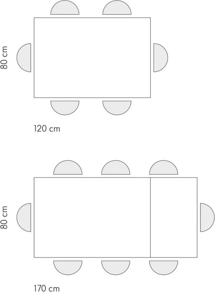 Tavolo VOLPAIA in legno, finitura bianco frassinato e base in metallo verniciato bianco, allungabile 120&#215;80 cm &#8211; 170&#215;80 cm