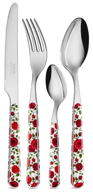 Set 24 Pezzi Posate Provenzali - Roses Rosse