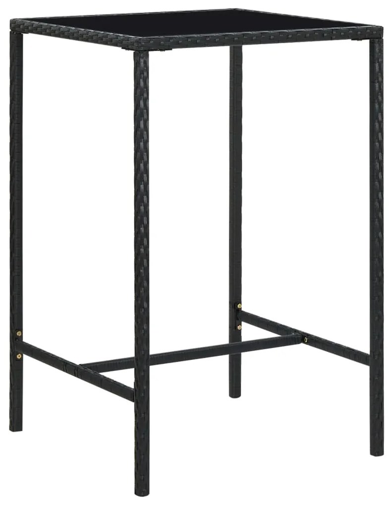 Set bar da giardino 3 pz con cuscini polyrattan nero