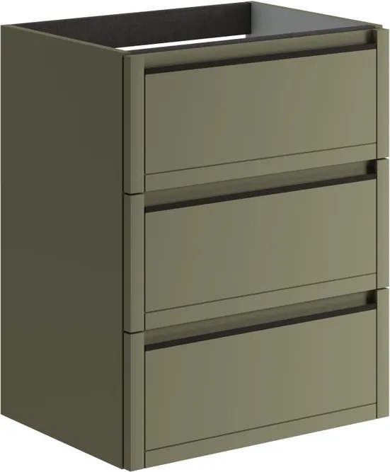 Mobile da bagno sospeso sotto lavabo L 59.5 x H 78 x P 45.5 cm verde salvia opaco, 3 cassetti TRATTO