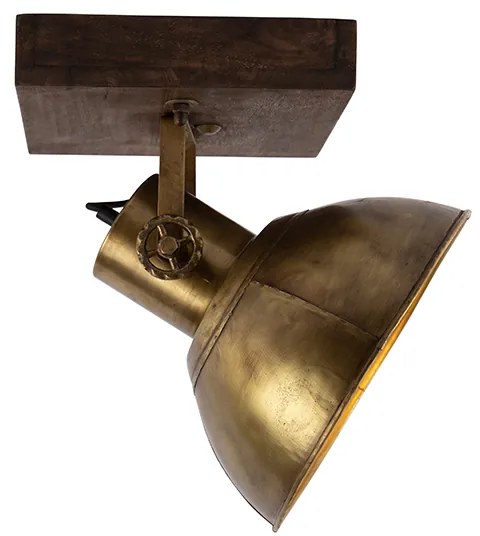 Faretto da soffitto industriale bronzo con legno 30 cm - Mangoes