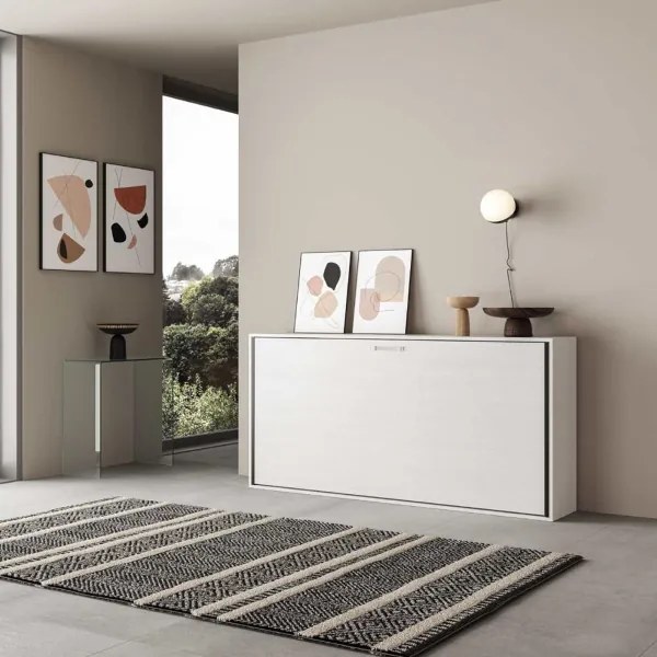 Letto a scomparsa orizzontale - KANDO singolo Bianco Frassino