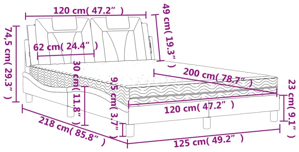 Letto con Materasso Cappuccino 120x200cm Similpelle