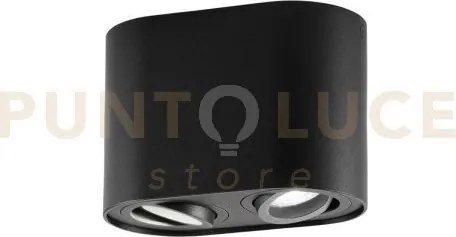 Plafoniera town nera tonda 2 luci attacco gu10 17,8x9,6x12,5cm