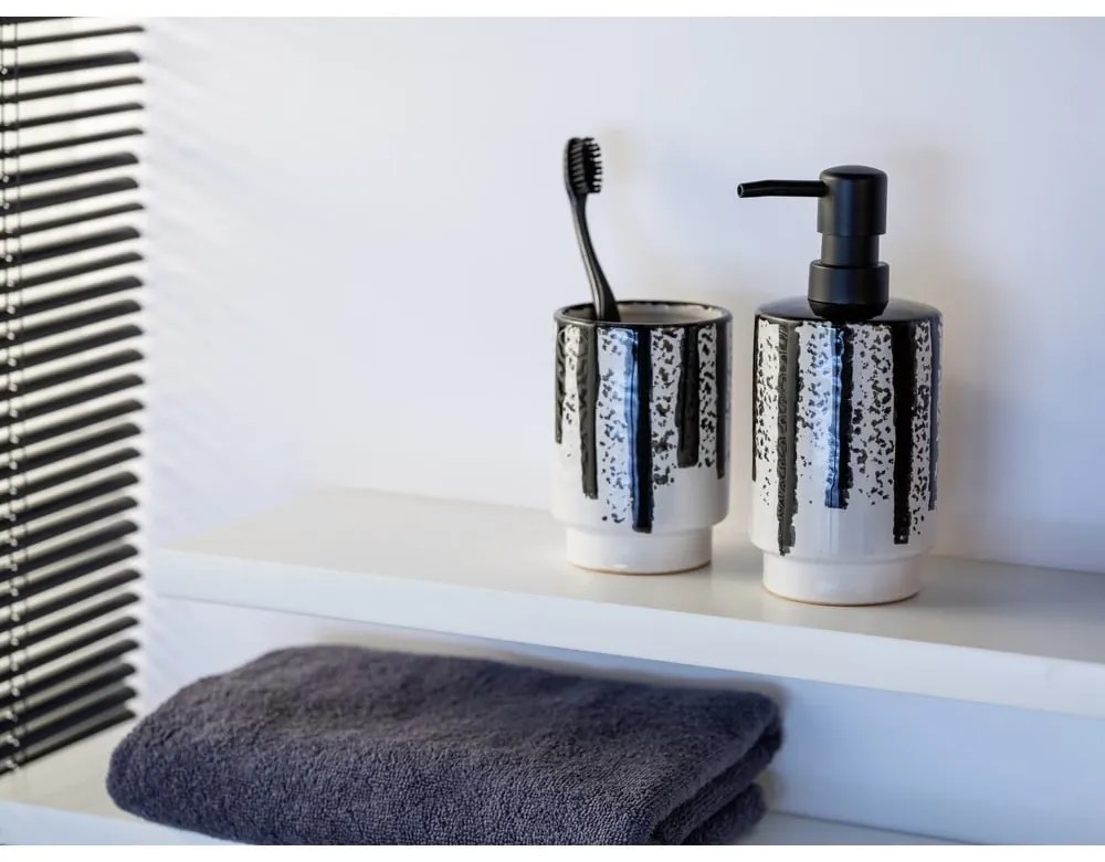 Dispenser per sapone bianco e nero in ceramica 340 ml Subiza – Wenko