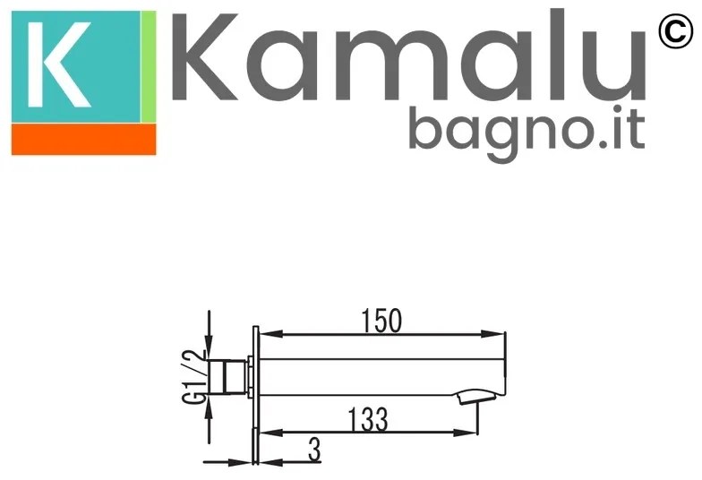 Kamalu - Getto vasca installazione a parete in ottone cromato | Orian