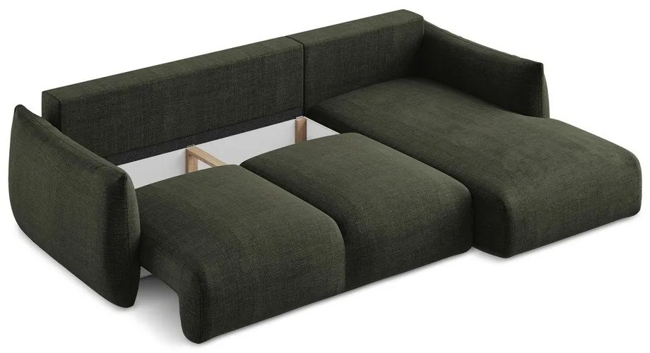 Divano angolare verde allungabile (con penisola a destra/con chaise lounge) Leila – Makamii