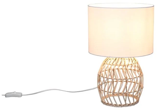 Lampada da tavolo in colore bianco e naturale (altezza 38 cm) Rike - Trio