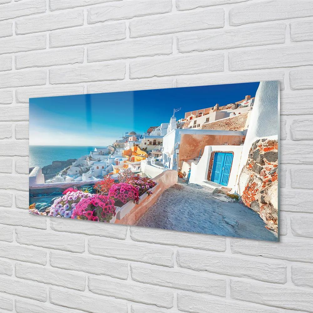 Rivestimento parete cucina Grecia Edifici del mare dei fiori 100x50 cm
