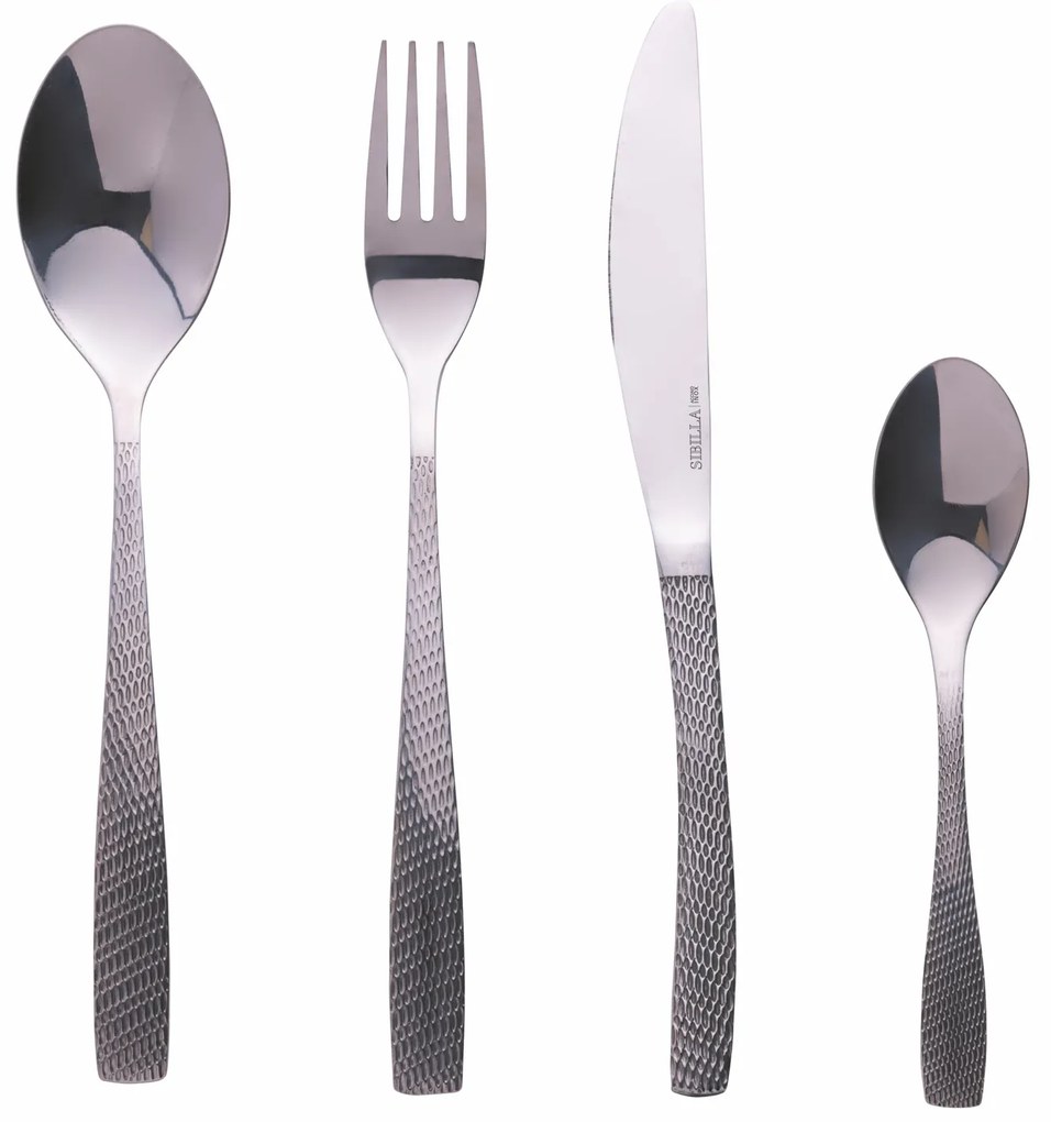 Set 24 posate in acciaio inox martellato Harlem
