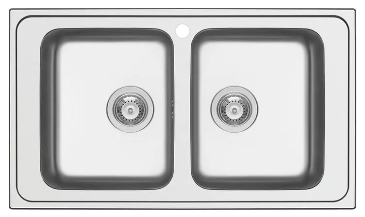 Lavello integrato 2 vasche DELINIA Basalt inox L 50 x L 86 cm argento