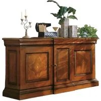 Credenza classica 3 porte 2 cassetti legno noce patinato 214x58x118