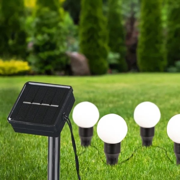 Lampada LED solare KULKI 6xLED/1,2V 600 mAh 4,3 m IP44 nero/bianco