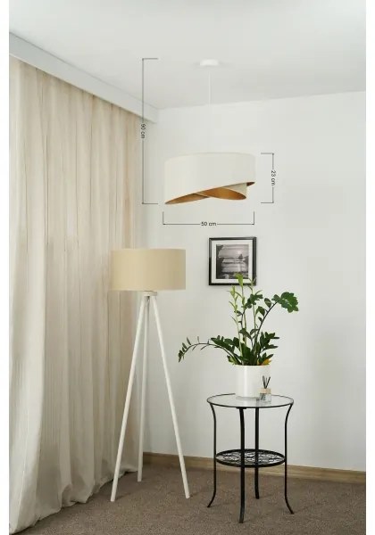 Brilagi - Lampadario LED a sospensione con filo LYRA 1xE27/15W/230V bianco/beige/oro