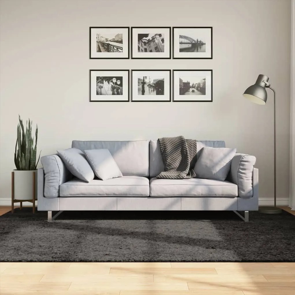 Tappeto A Pelo Lucido Lungo Istan Effetto Antracite 160x230 Cm /