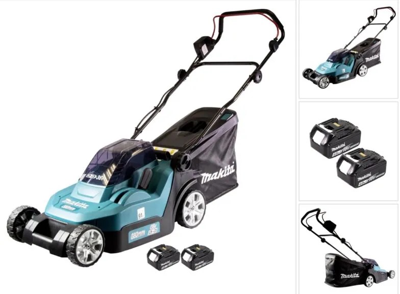 Dlm 432 M2 36 v ( 2x 18 v ) tosaerba a batteria da 43 cm senza spazzola + 2x batteria da 4,0 Ah - senza caricabatterie - Makita