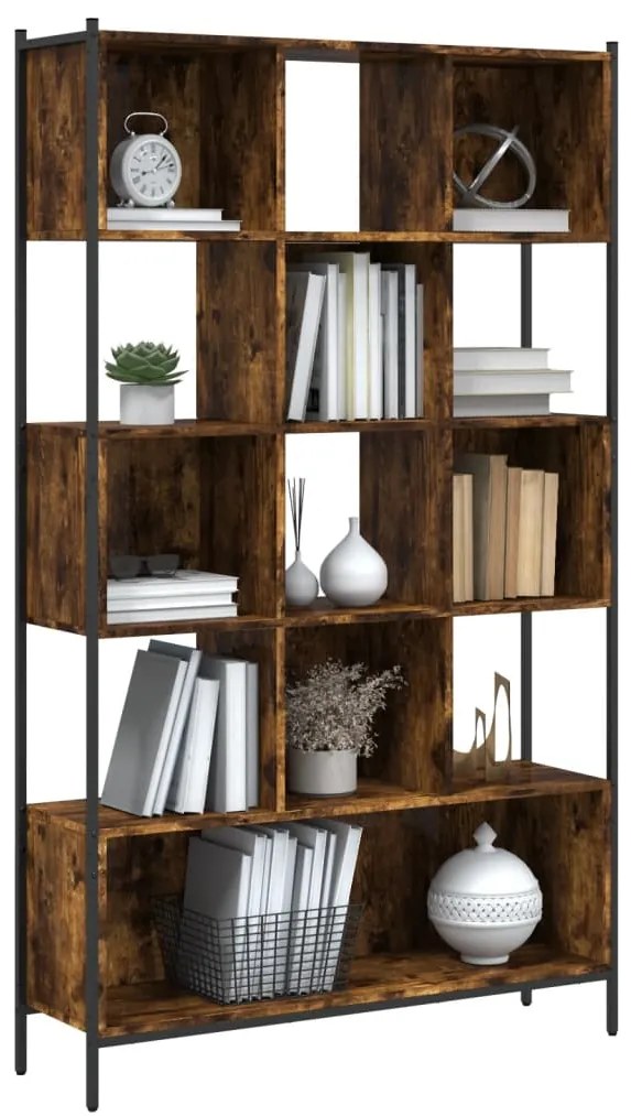 Libreria Rovere Fumo 102x28x172 cm in Legno Multistrato