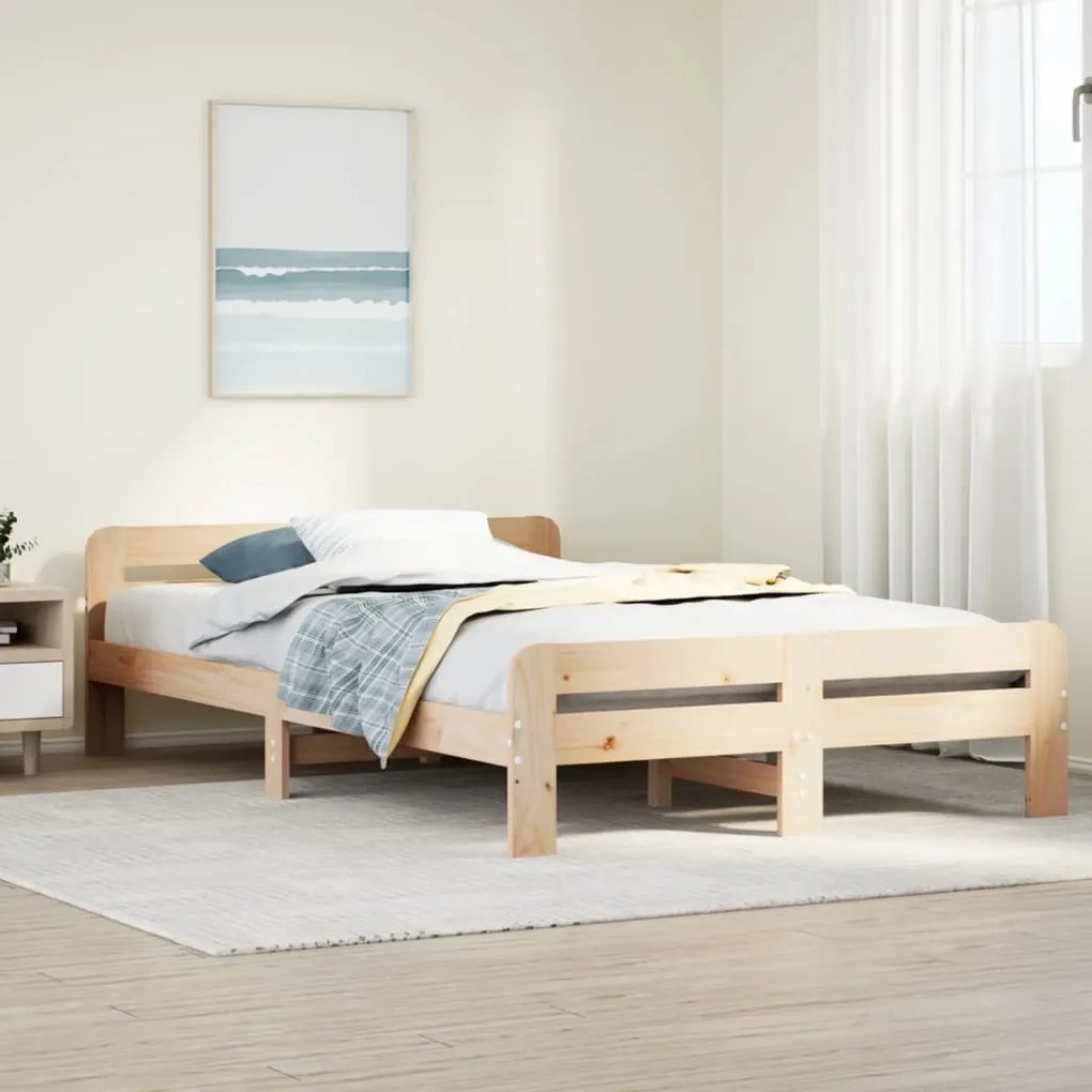 Letto Senza Materasso 120x190 Cm İn Legno Massello Di Pino /