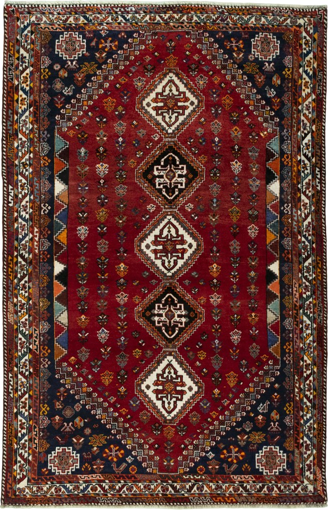 Shiraz Tappeto persiano 260 x 170 Rosso (Iran) Annodato A Mano