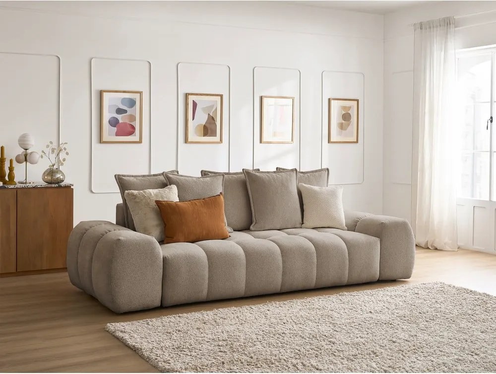 Divano grigio tortora con rivestimento in ciniglia 278 cm Everest – Bobochic Paris