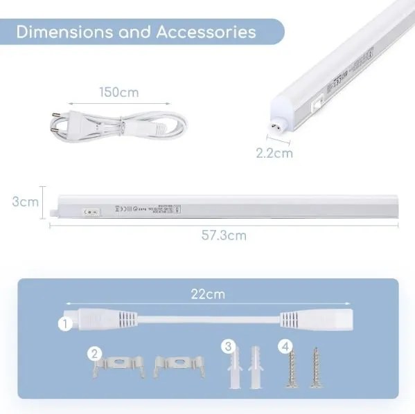 LED T5 8W 0.6M 4000K 800lm 220 - 240v L573*W22*H30mm (ULTIMI DISPONIBILI - N°5)