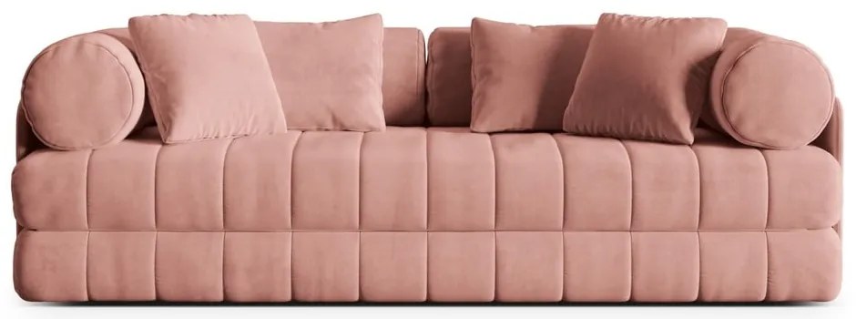 Divano rosa allungabile con rivestimento in velluto 206 cm Kemi – Cosmopolitan Design