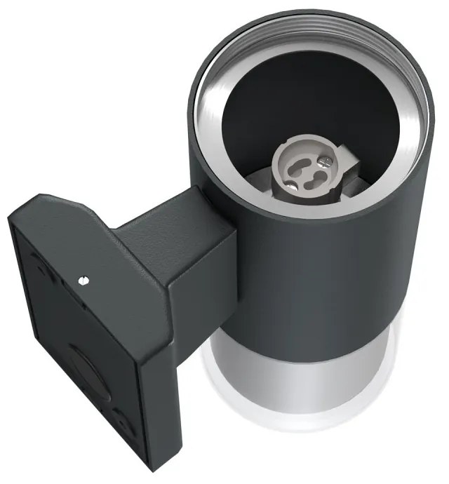 Applique Cilindrica Bidirezionale Nera, IP54 con 2 basi GU10 Base GU10