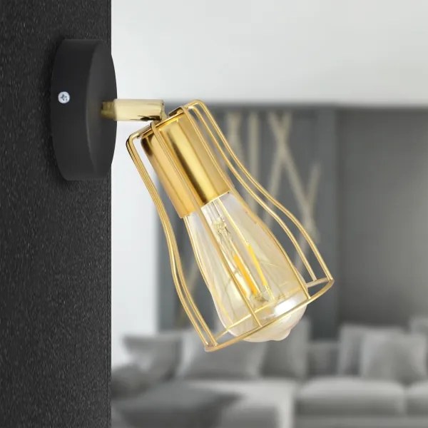 Faretto da parete TUBE 1xE27/15W/230V oro/nero