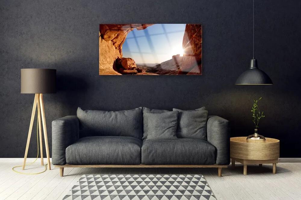 Quadro su vetro Paesaggio Rock Sun 100x50 cm