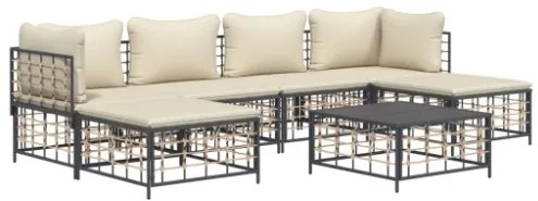 Set Divani da Giardino 7 pz con Cuscini Antracite in Polyrattan