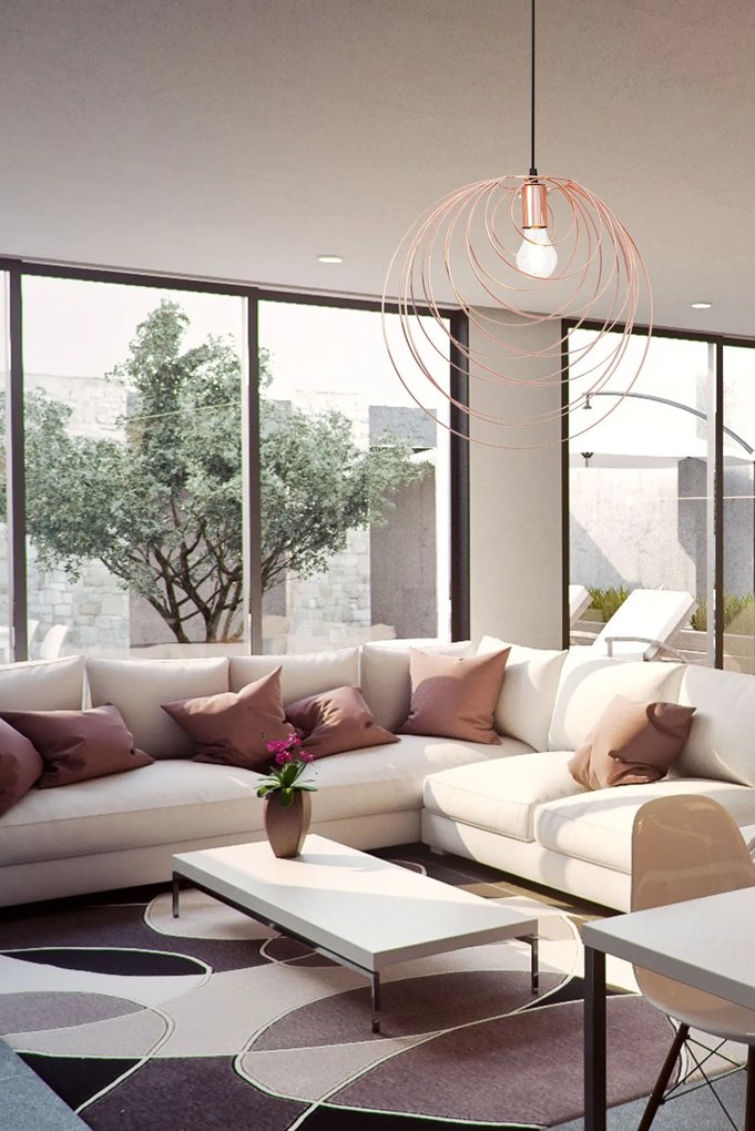 LAMPADA DA SOFFITO GEOMETRICO ROSE GOLD APP427-1CP