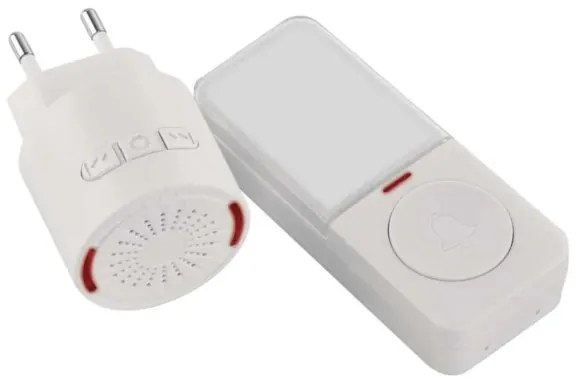 Campanello wireless da inserire nella presa 230 V con 1 batteria CR2032, bianco