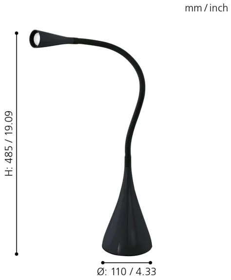 Eglo 64975 - Lampada da tavolo LED dimmerabile SNAPORA PRO LED/3,5W/230V 3000K nero