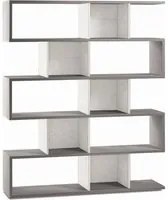 Libreria modulare 5 piani 150x37x178H cm in kit colore Cemento e Ossido bianco